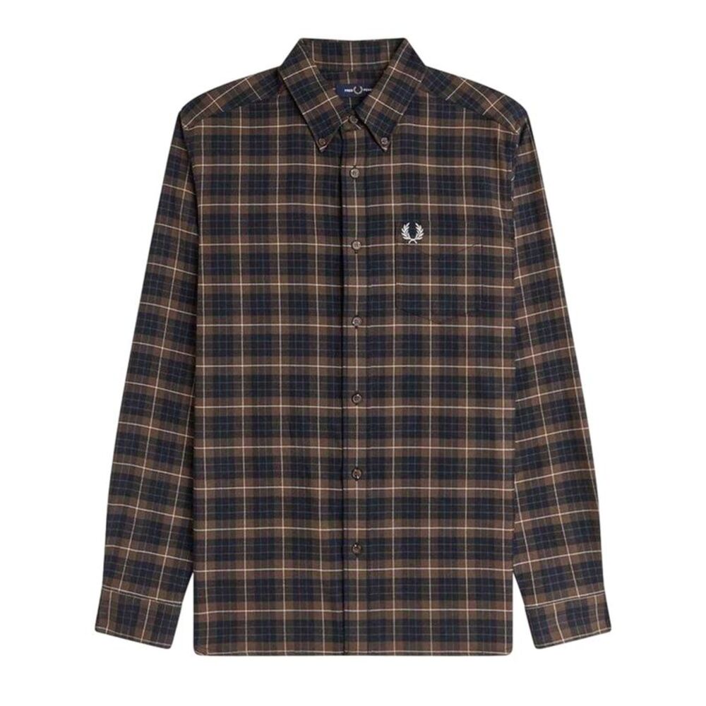 Fred Perry Mens Tartan Button-Down Shirt / Tobacco